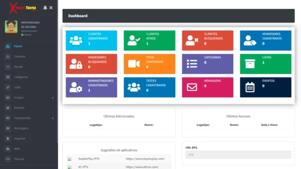 Painel para gerenciamento de IPTV Xtream Server 5.0.4 (Contém Bugs)