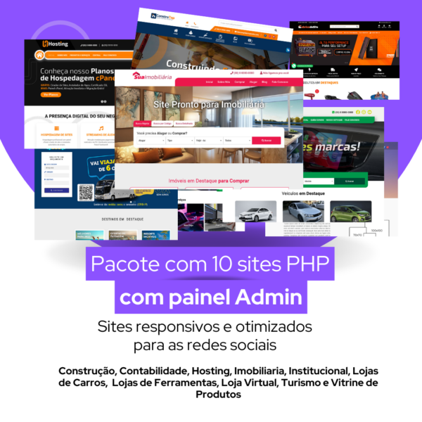 Pacote com 10 Sites PHP com painel administrativo